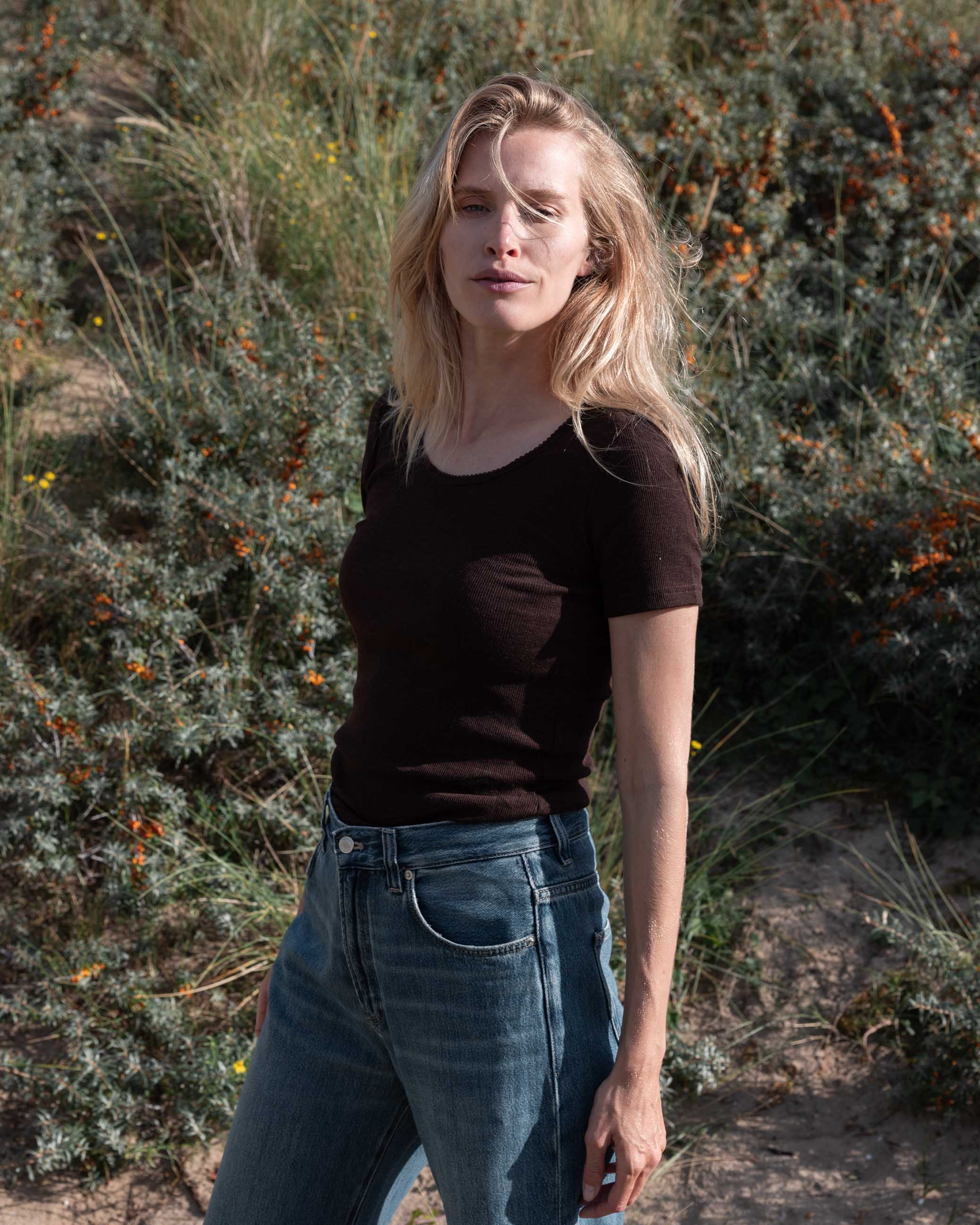 Women's shirt short sleeves tiny rib wool - kladdkaka
