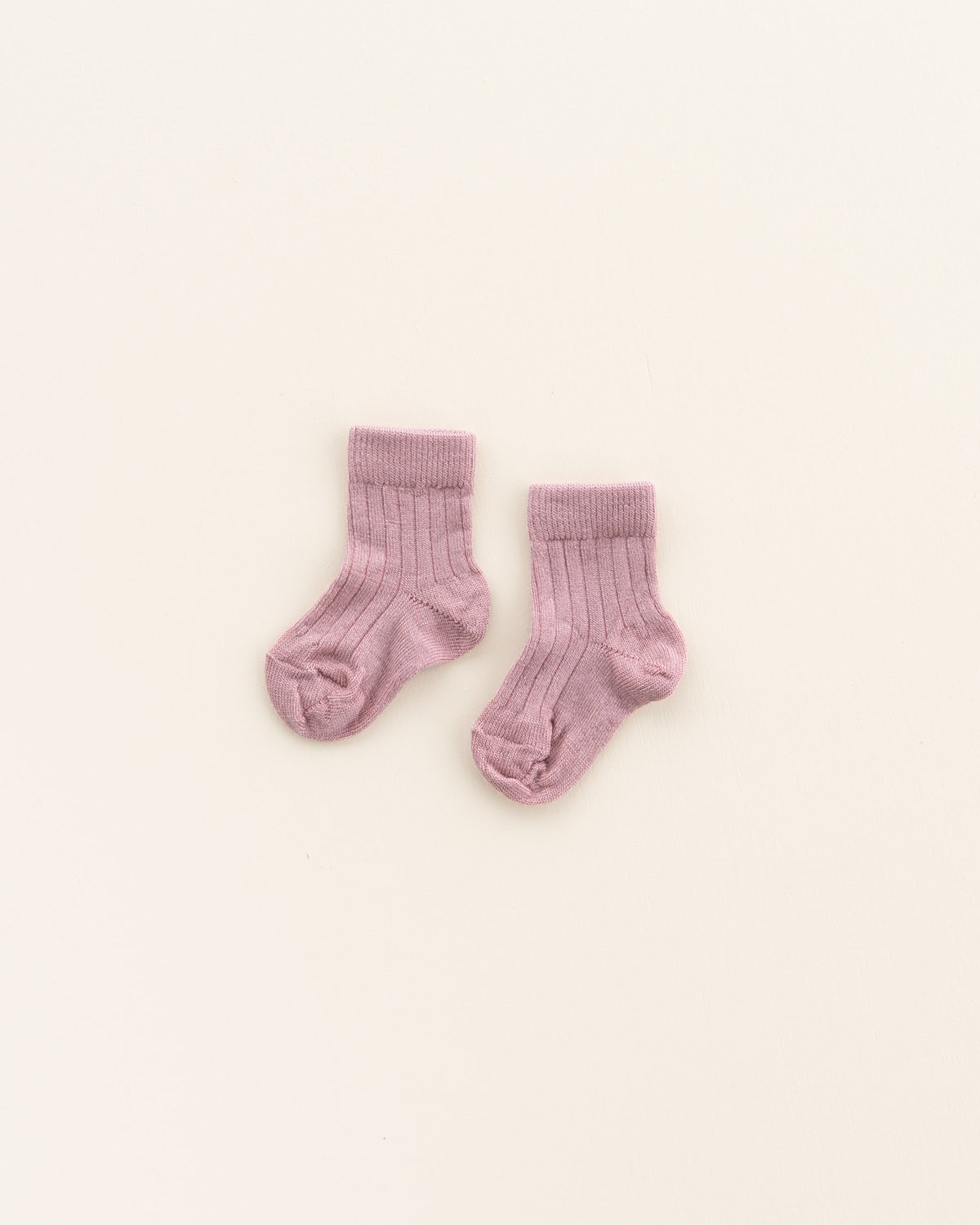 Woolen rib baby socks - cameo rose