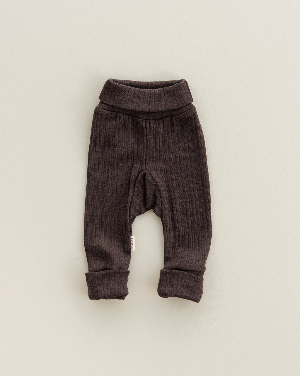 Babyhose 2 in 1 feet Rippe aus Wolle/Seide - cocoa