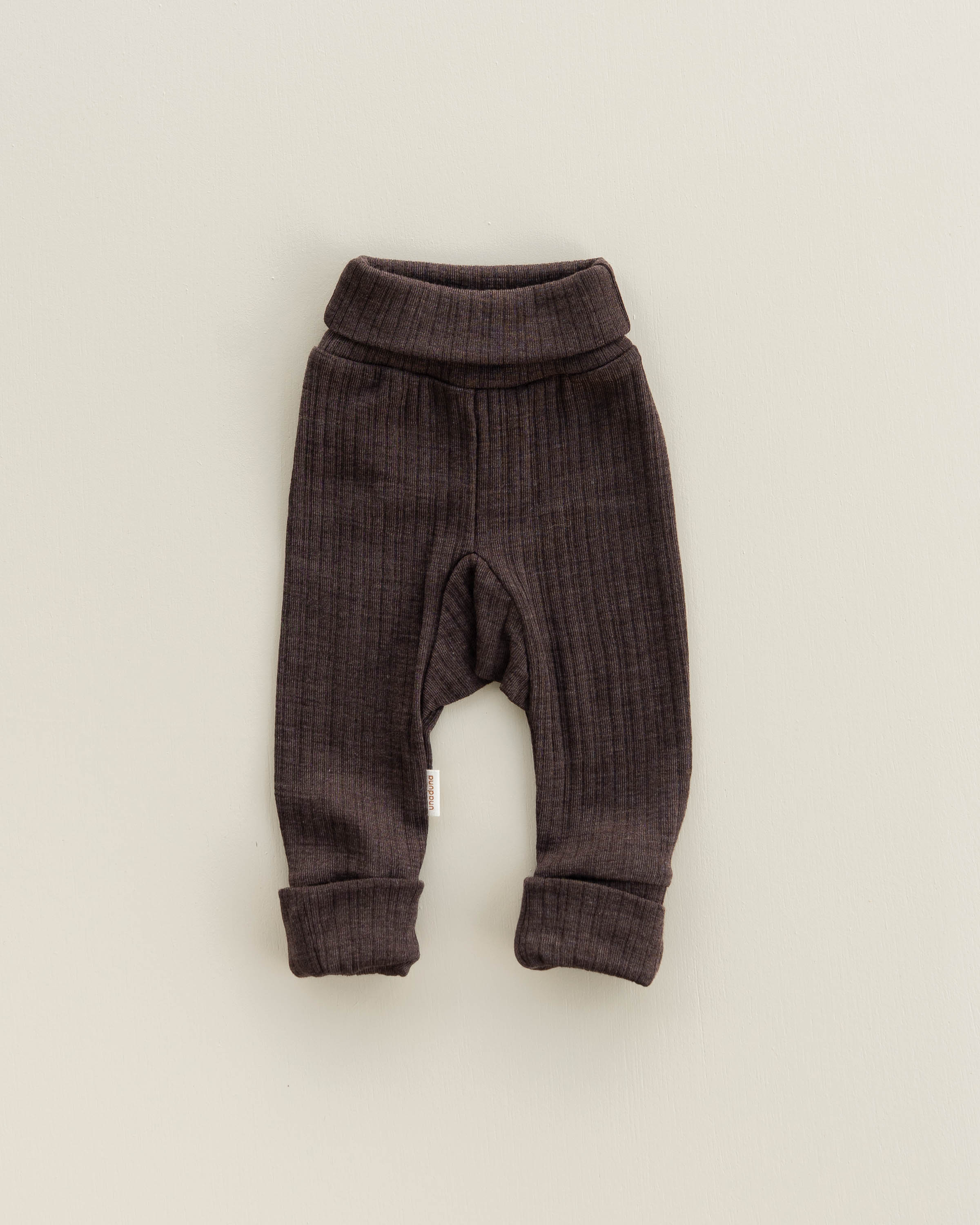 Babyhose 2 in 1 feet Rippe aus Wolle/Seide - cocoa