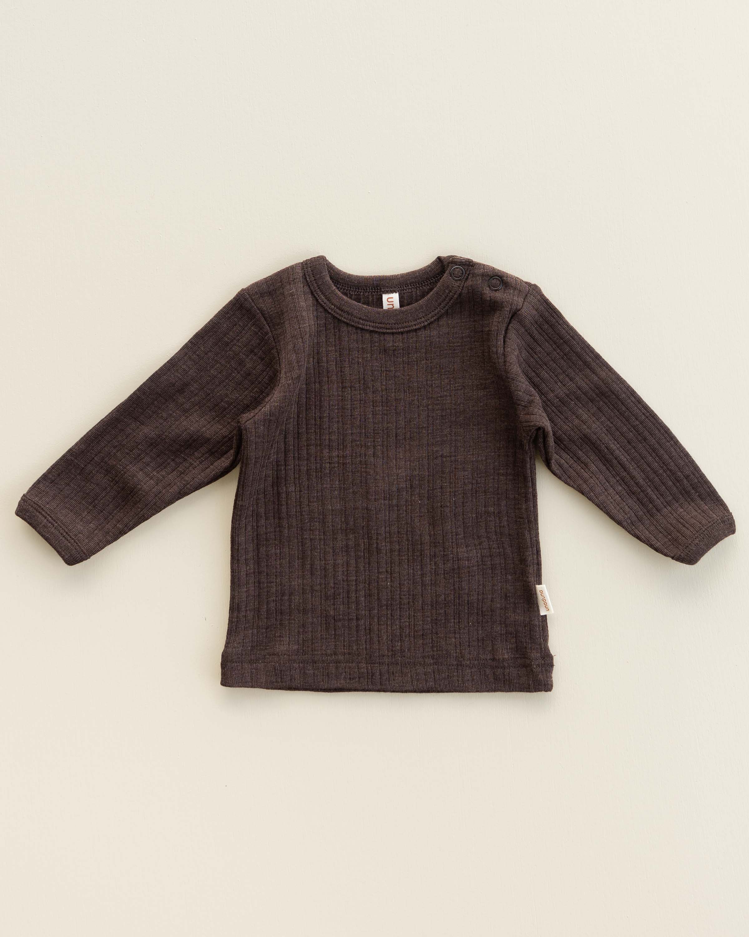 Babyshirt longsleeves rib wool/silk - cocoa