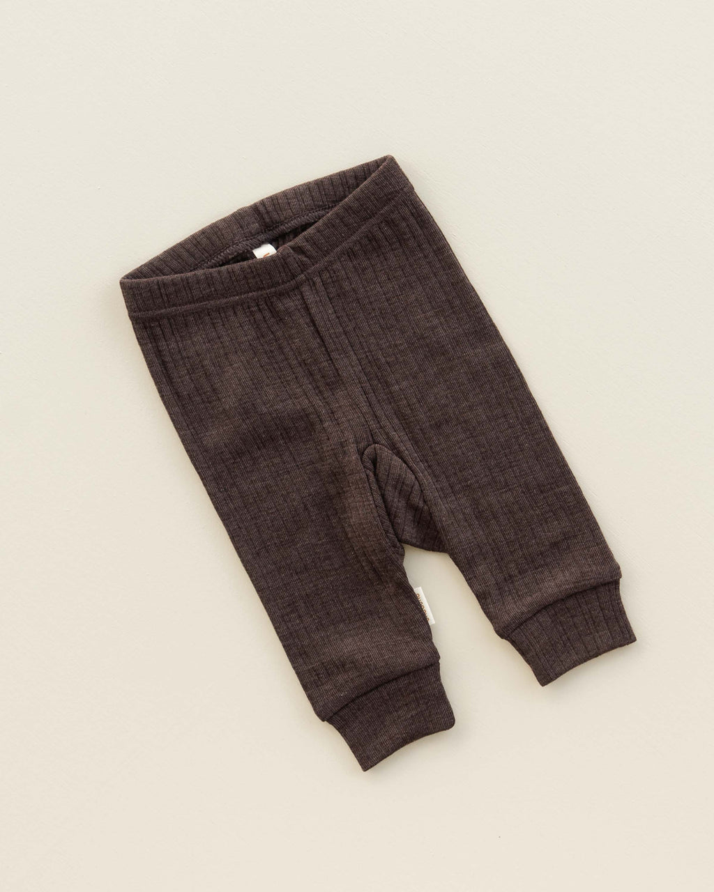 Baby Leggings Rippe aus Wolle/Seide - cocoa