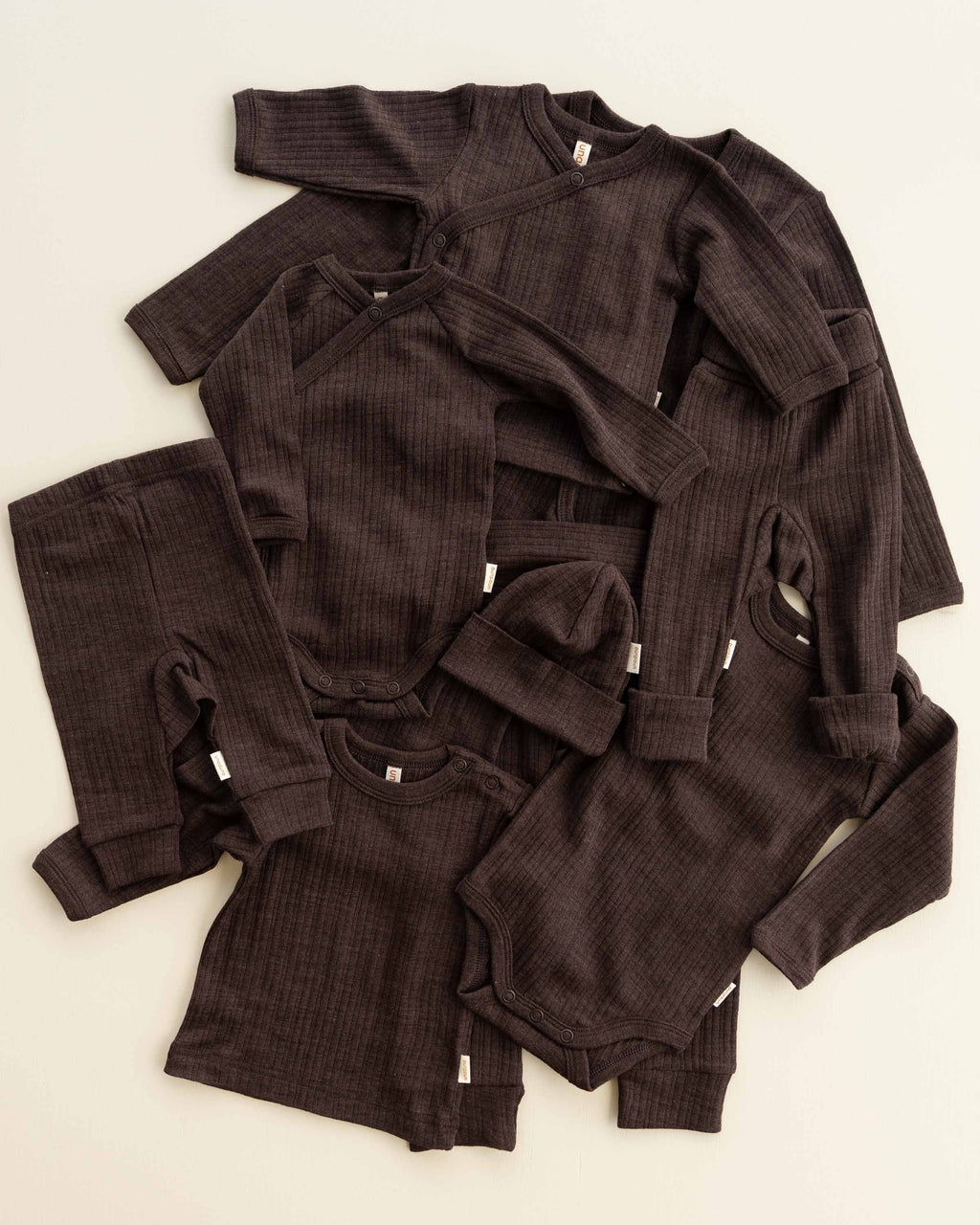 Babyshirt longsleeves rib wool/silk - cocoa