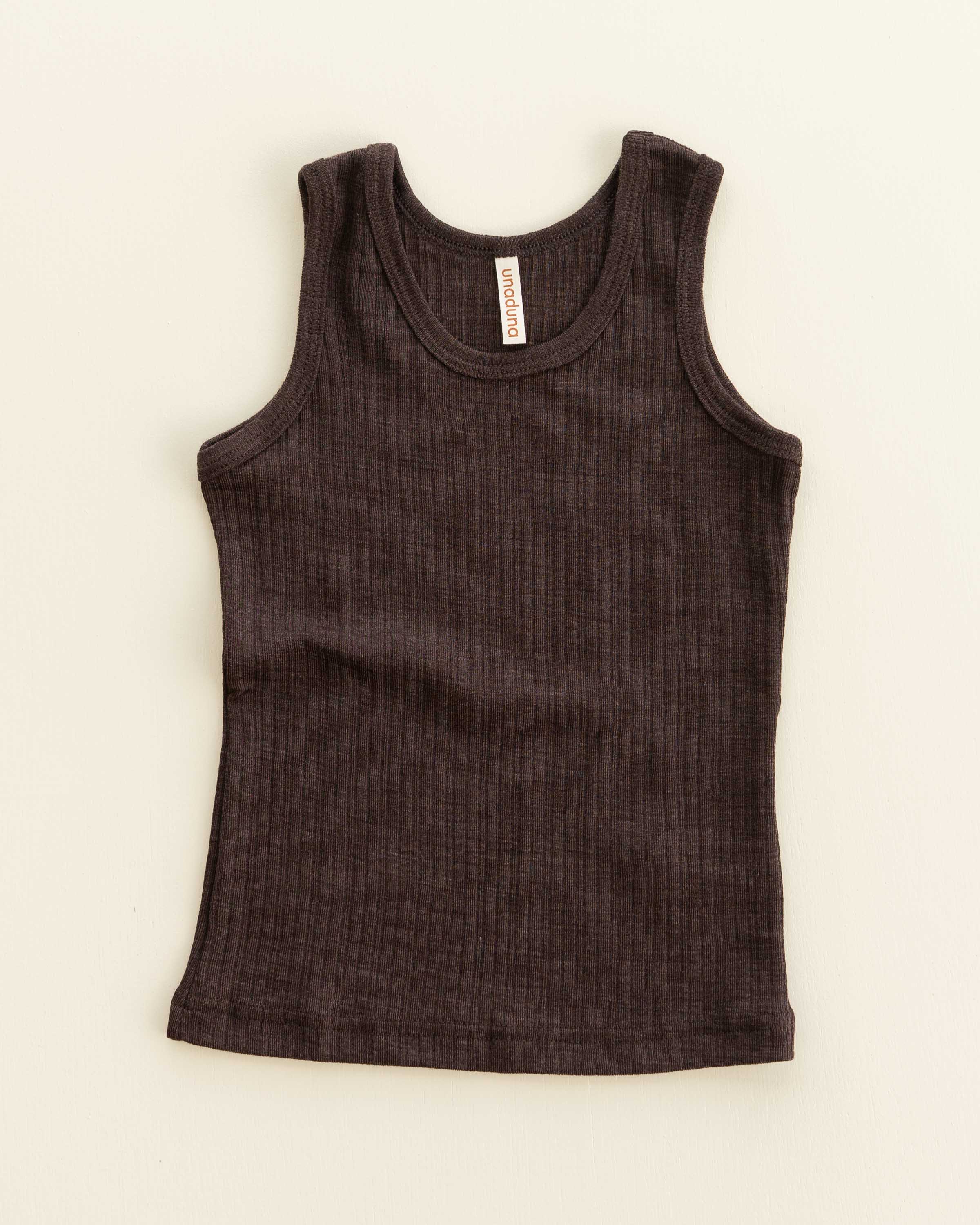 Kids undershirt rib wool/silk - cocoa