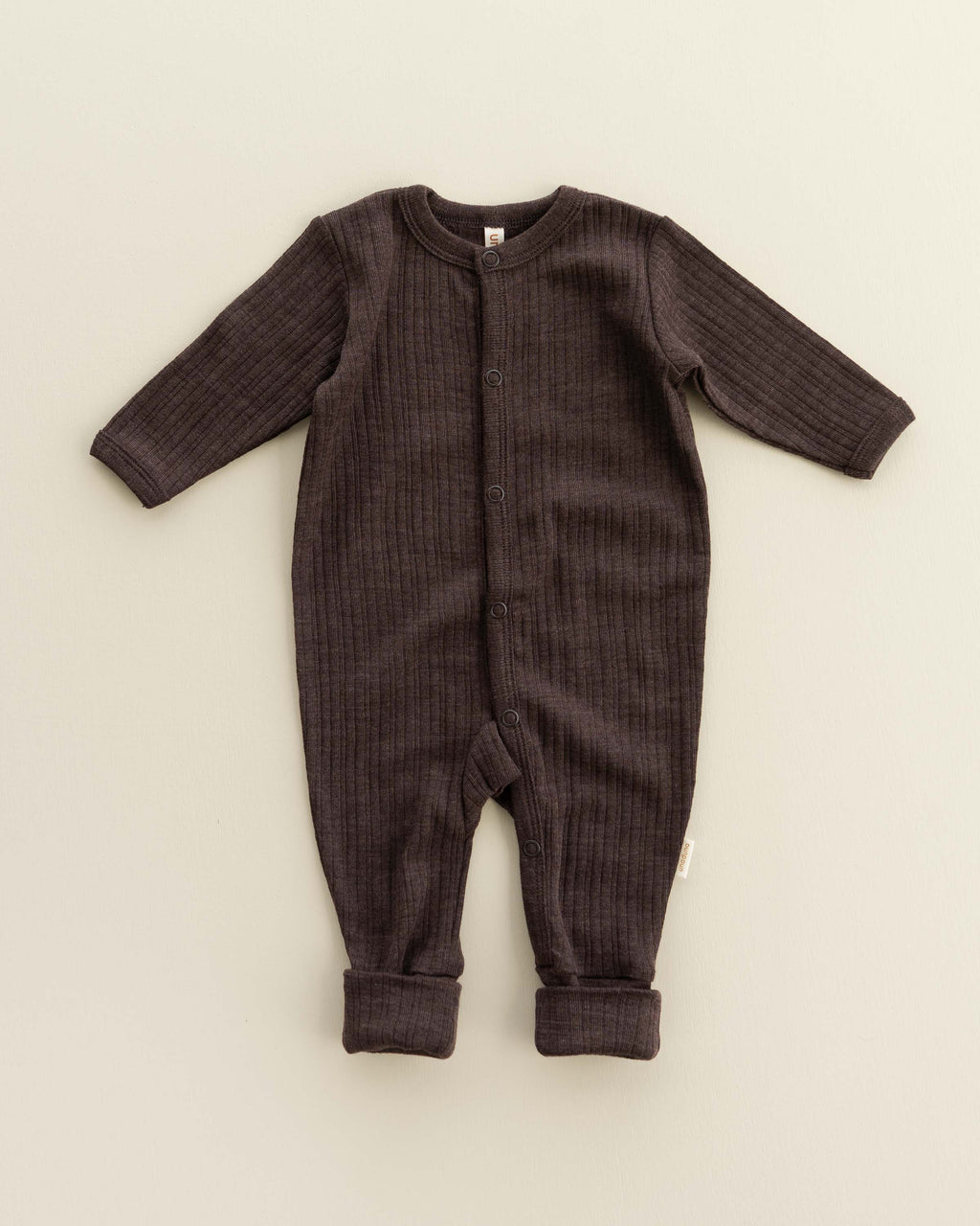 Onesie rib 2 in 1 feet wool/silk - cocoa