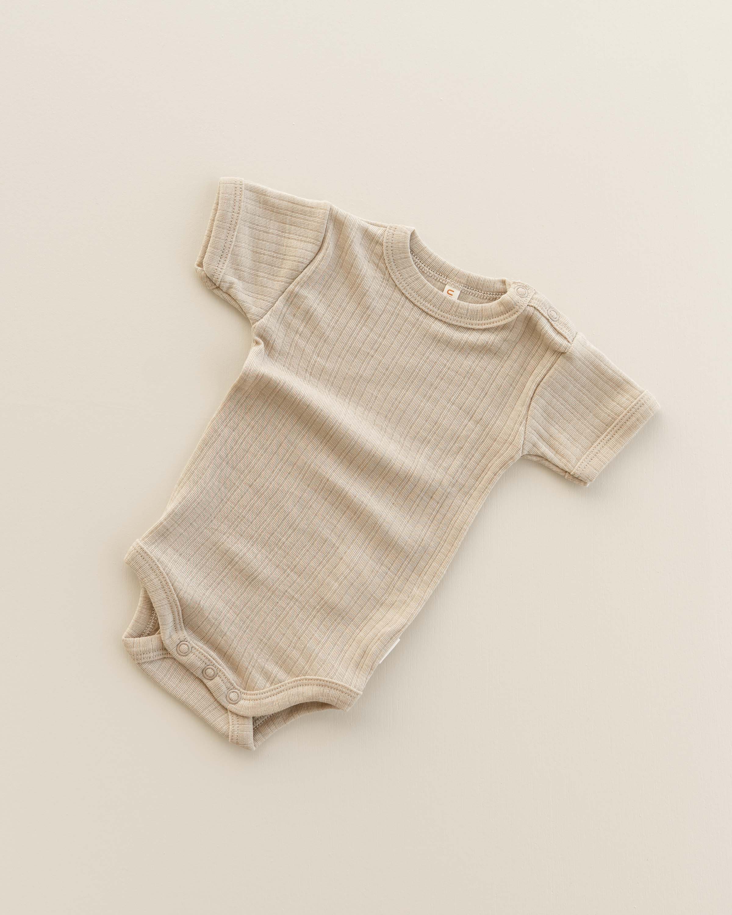 Body short sleeves rib wool/silk - maca