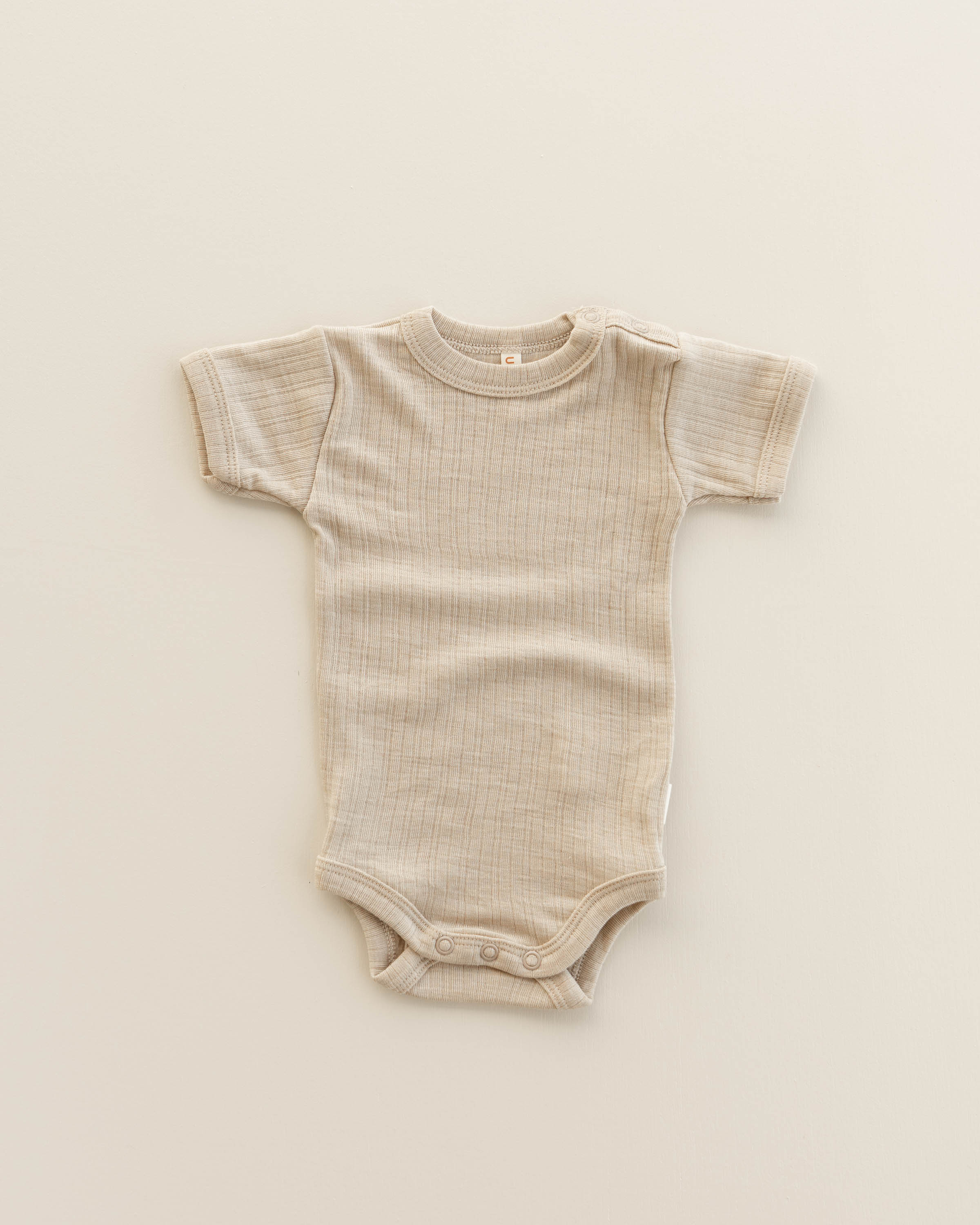 Body short sleeves rib wool/silk - maca