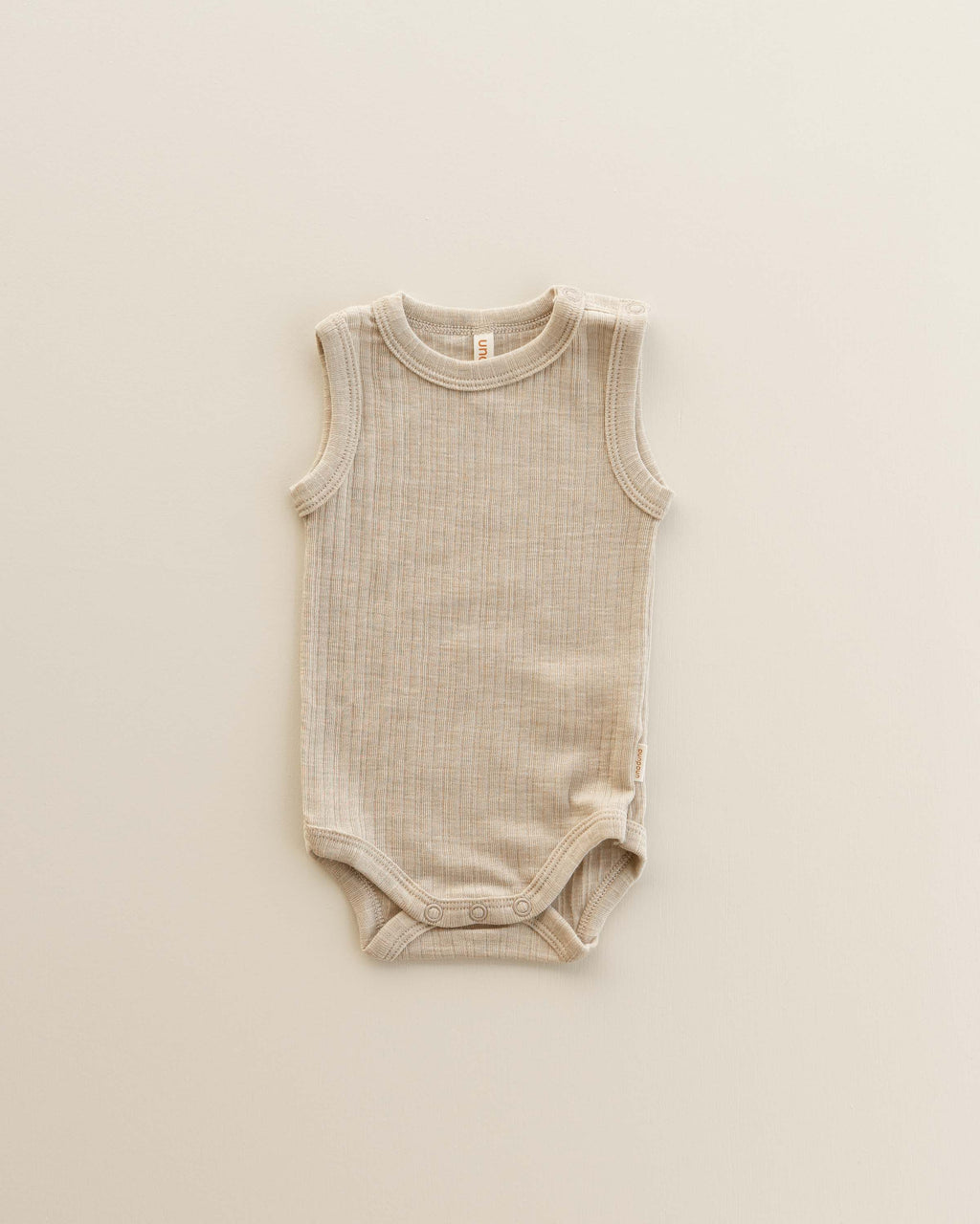 Sleeveless romper rib wool/silk - maca