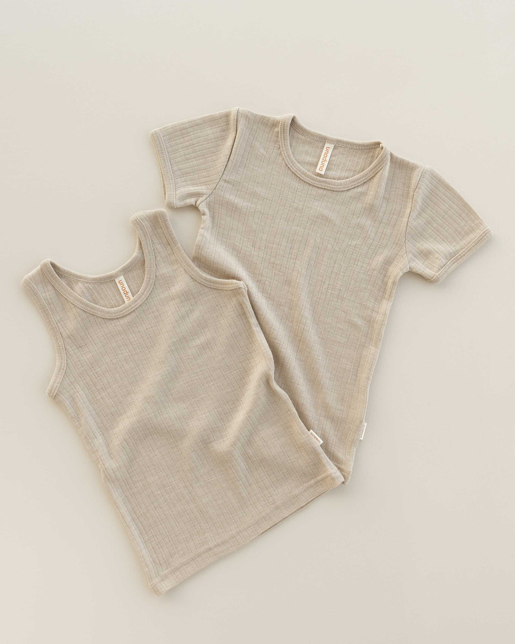 Kinder-Shirt Kurzarm gestreift Ajour Wolle/Seide - Wakame