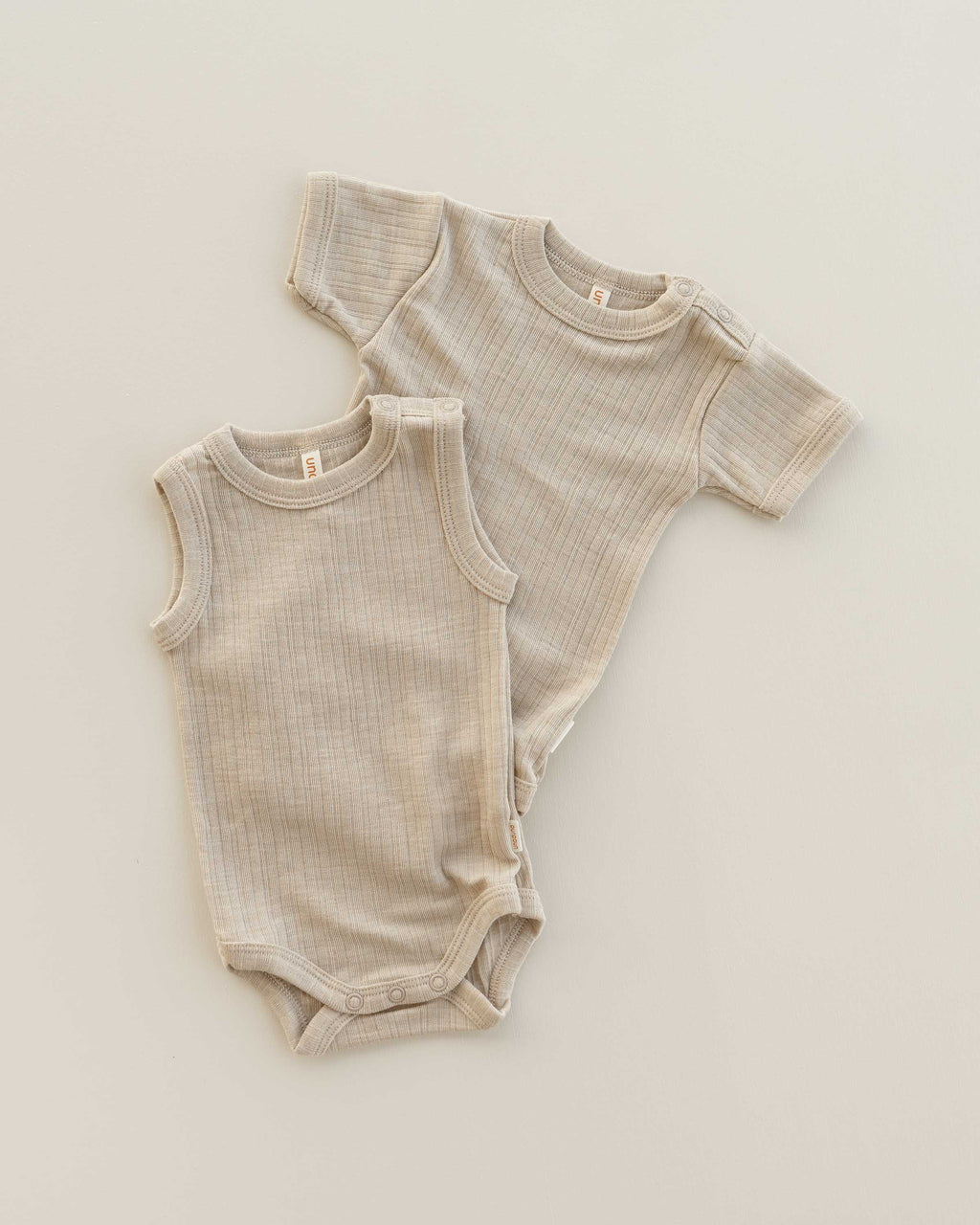 Sleeveless romper rib wool/silk - maca