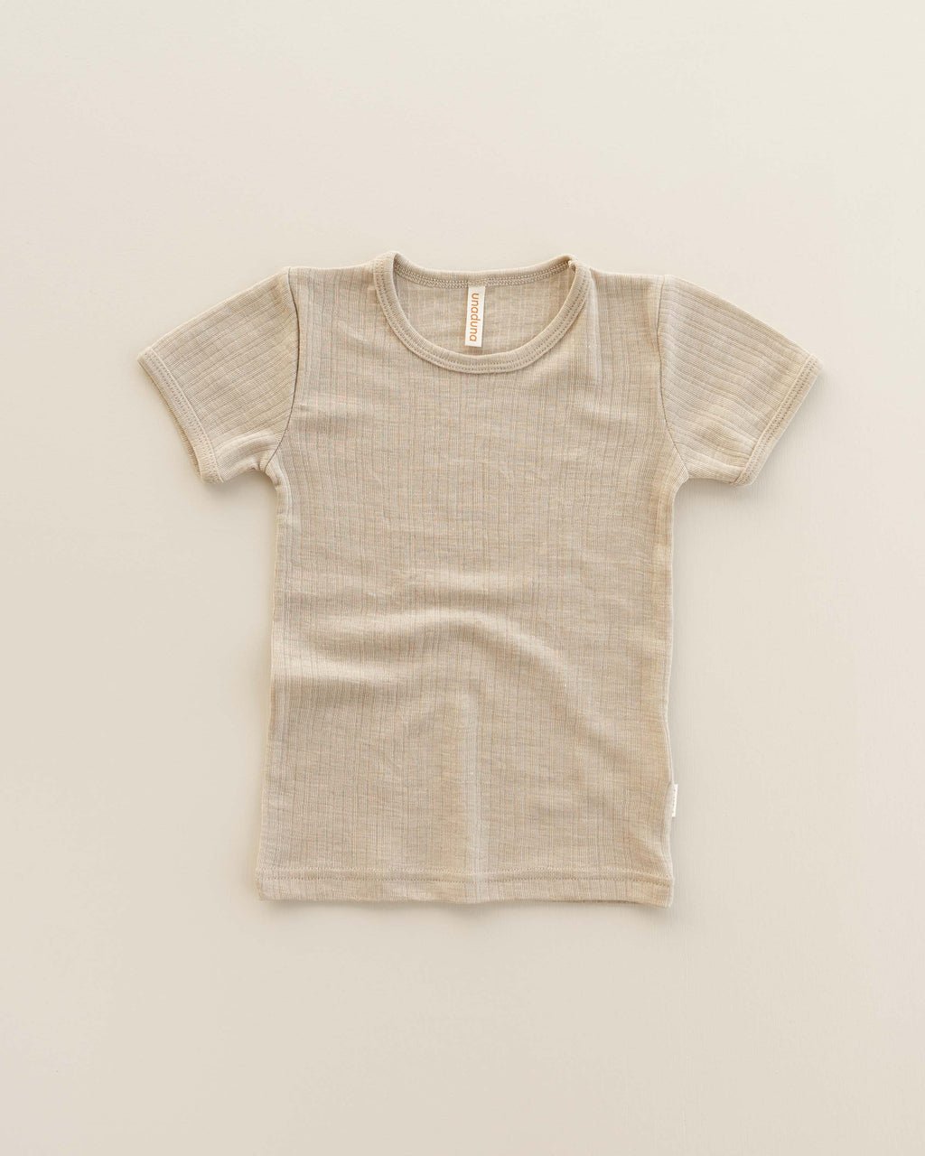 Kinder-Shirt Kurzarm gestreift Ajour Wolle/Seide - Wakame
