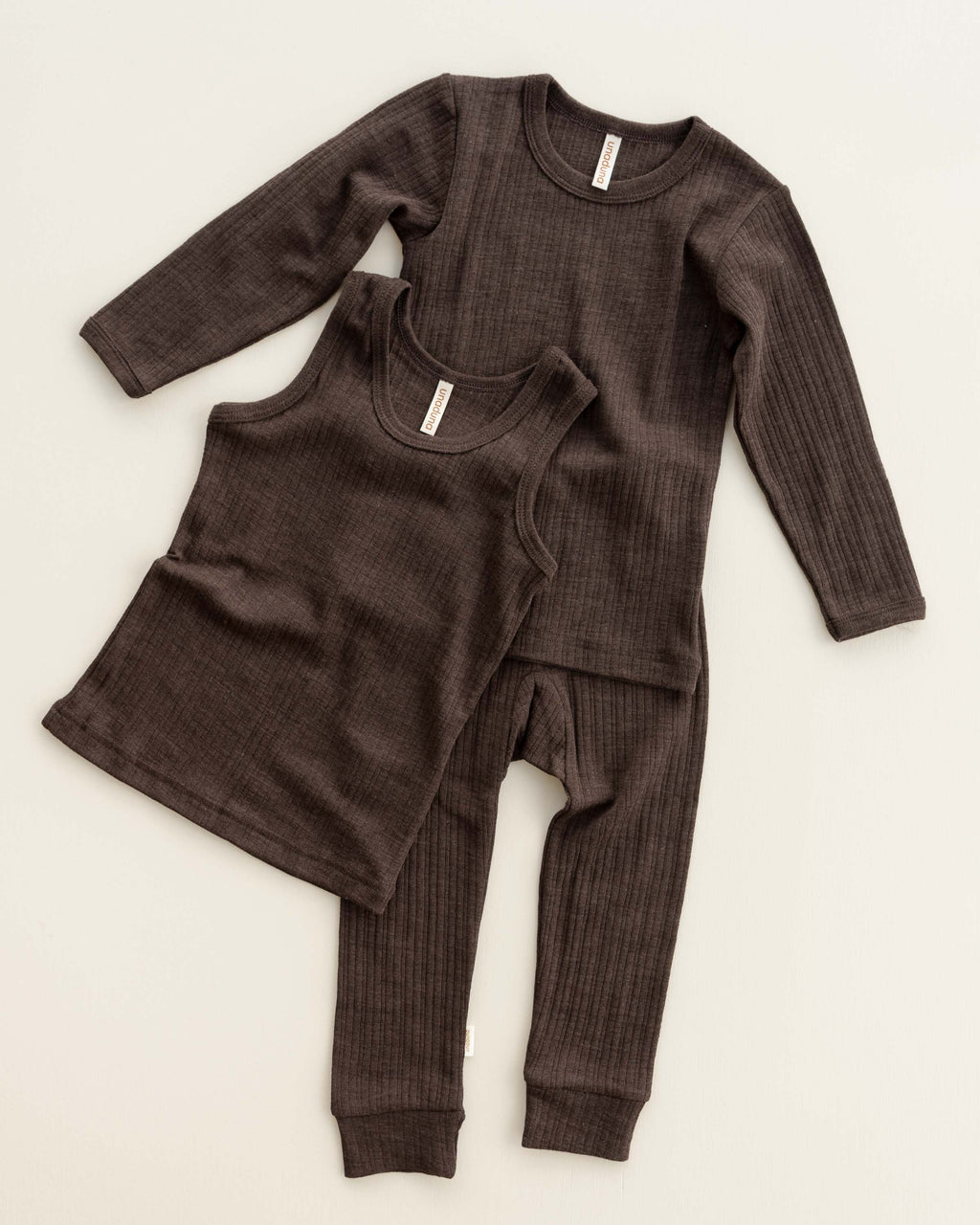 Shirt langarm Rippe aus Wolle/Seide - cocoa