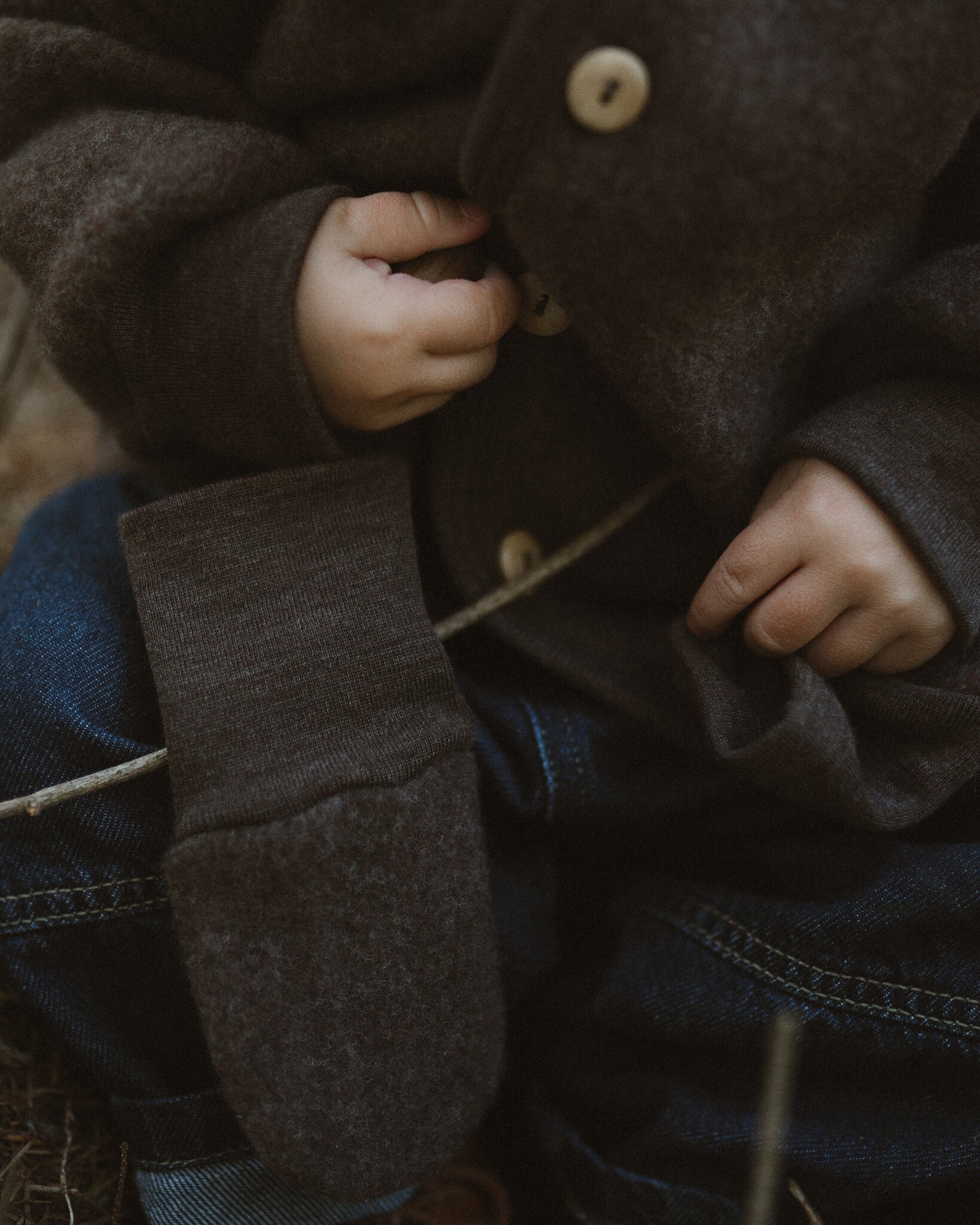 Babywanten van wol-fleece - cocoa Ziloen©