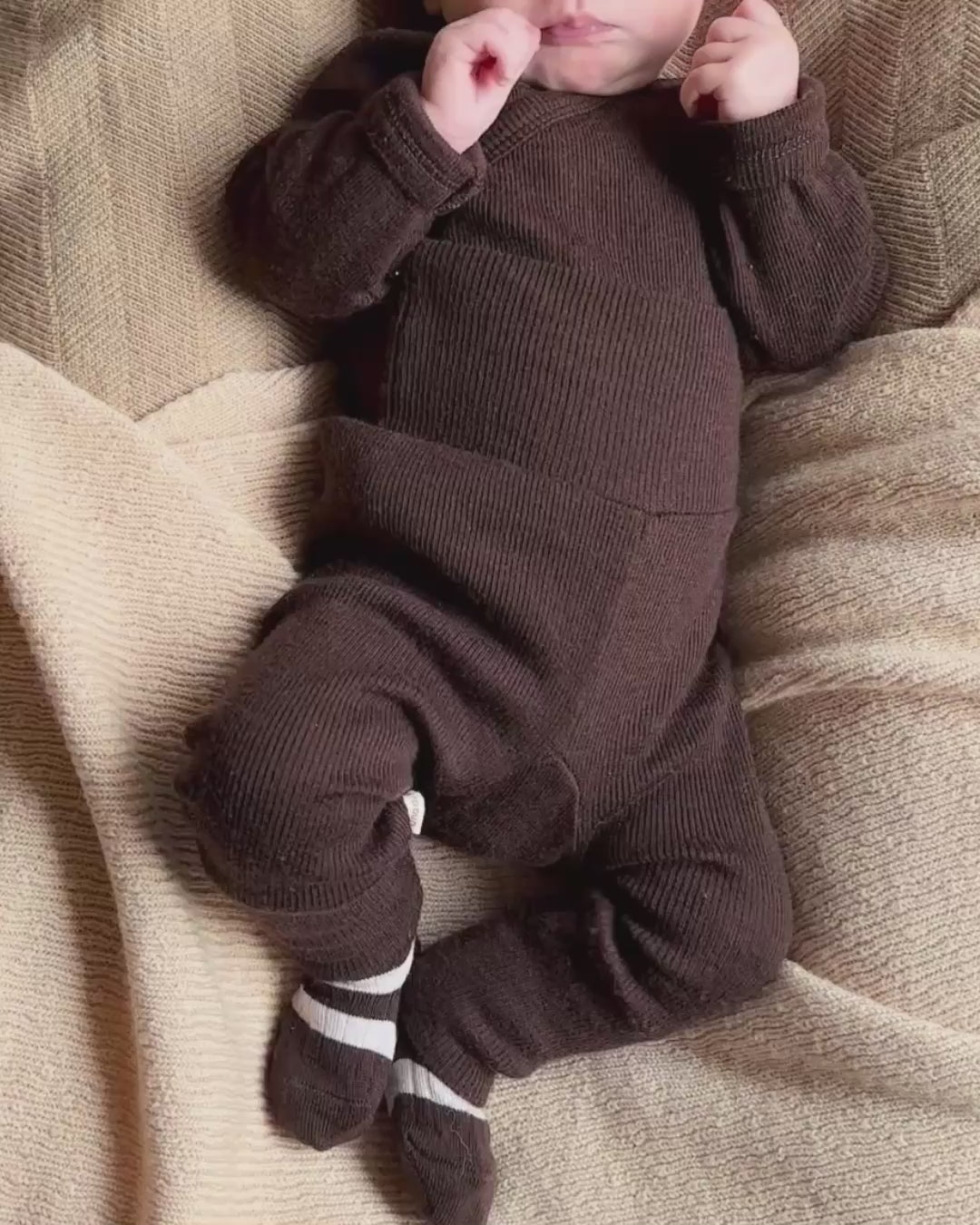 Woolen rib baby socks striped - kladdkaka/mazarin