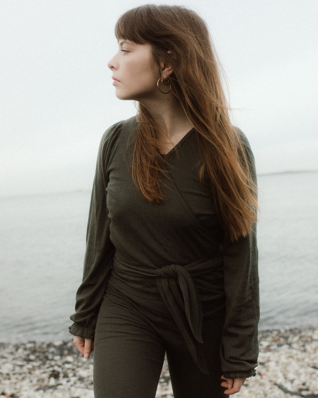 Unaduna - dames blouse wol-zijde - wakame