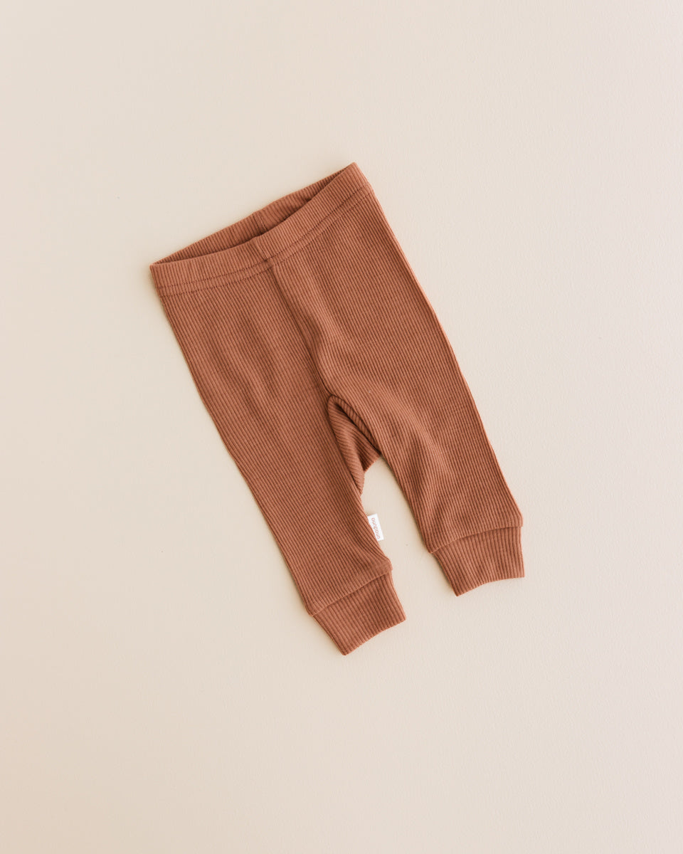 unaduna baby legging tony rib wool sienna clay