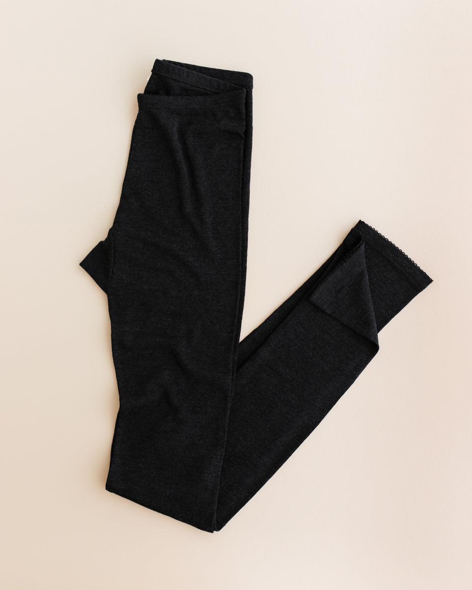 unaduna Dames legging pointelle wol:zijde - ebony