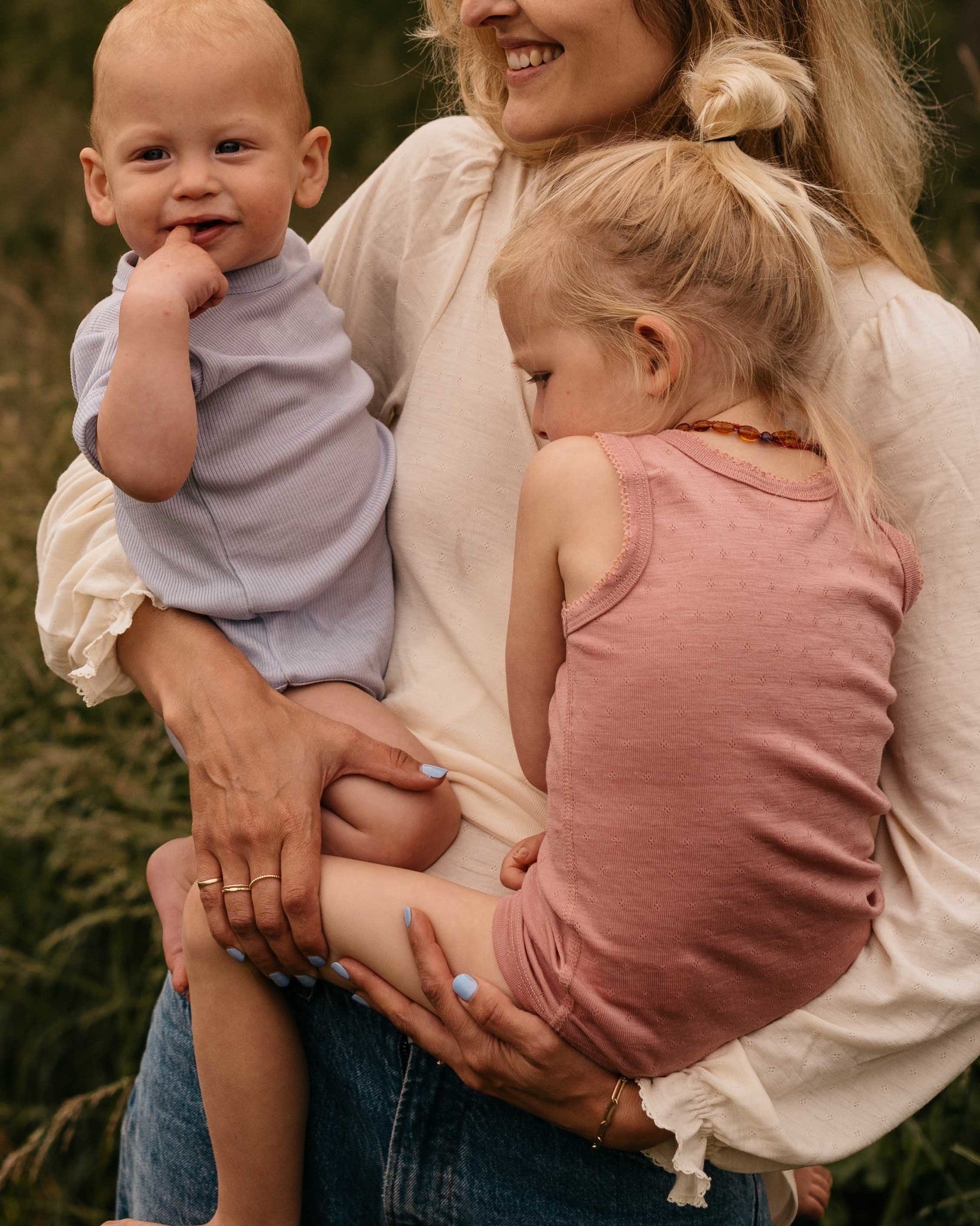 Unaduna hemd pointelle roze cameo wol zijde