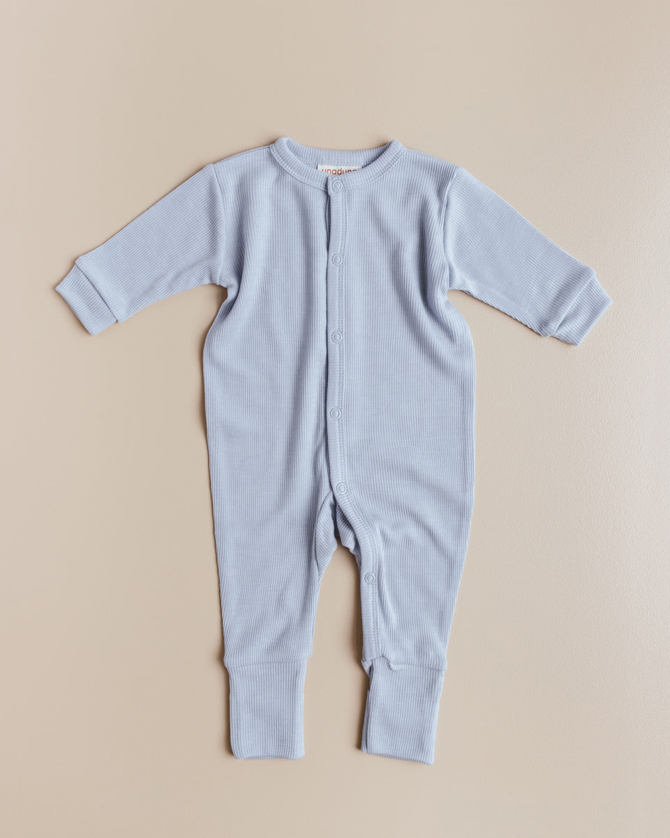 unaduna jumpsuit tiny rib wol:zijde blue bird