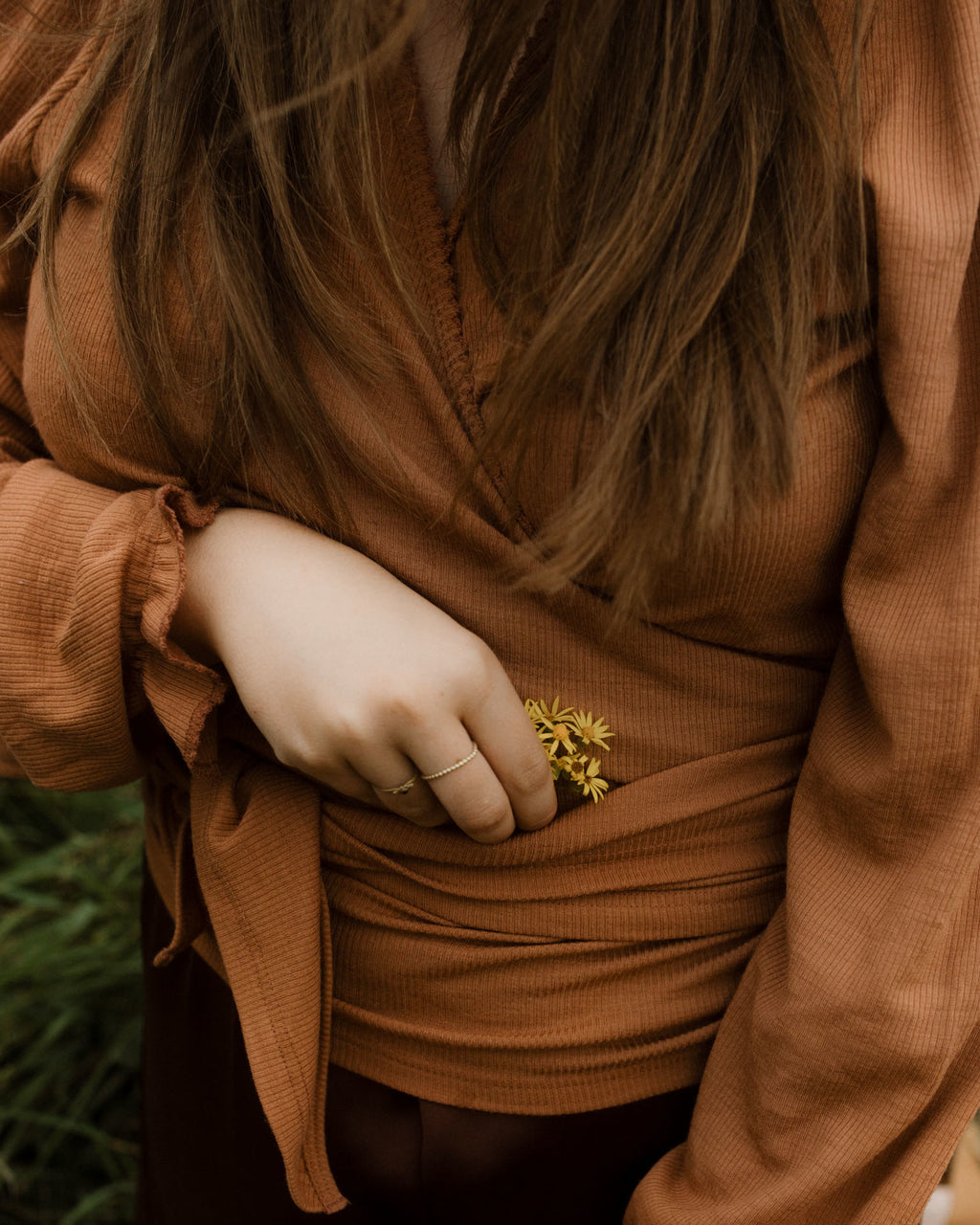 unaduna wrap around blouse sienna clay